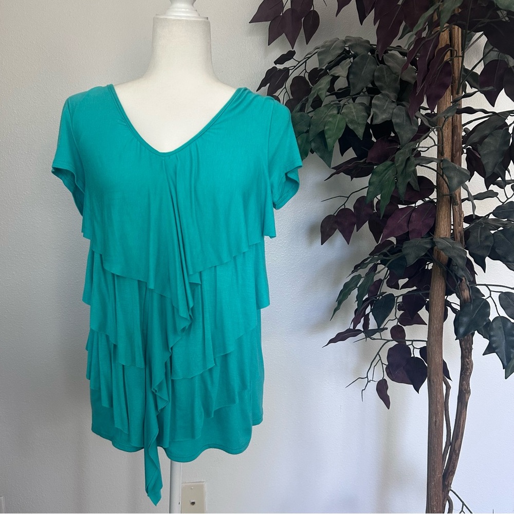 Nue Options Teal Layered Women's Top